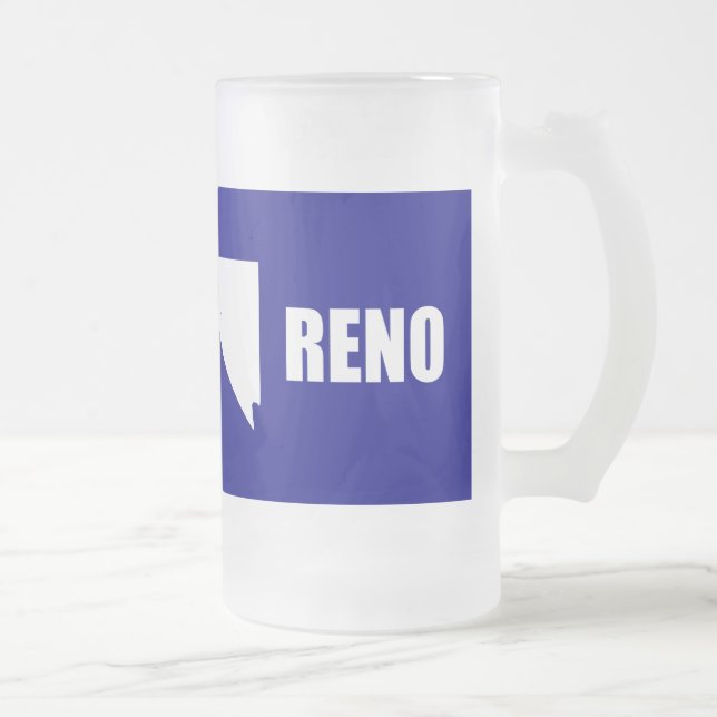 Taza De Cristal Esmerilado Bandera de Reno, Nevada Frosted Glass Mug (Derecha)