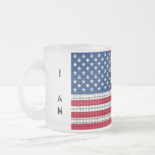 Taza De Cristal Esmerilado Bandera de "Soy estadounidense" Frosted Mug