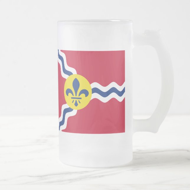 Taza De Cristal Esmerilado Bandera de St. Louis, Missouri Frosted Glass Beer  (Derecha)
