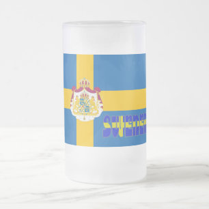 Taza De Cristal Esmerilado Bandera de Suecia