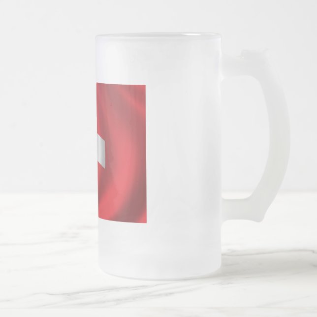 Taza De Cristal Esmerilado Bandera de Suiza (Derecha)