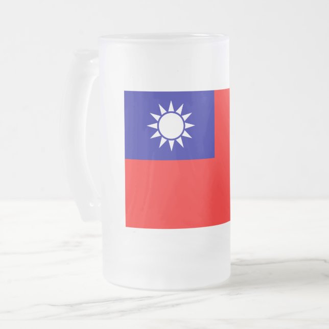 Taza De Cristal Esmerilado Bandera de Taiwán: República de China, Taipei chin (Anverso izquierdo)