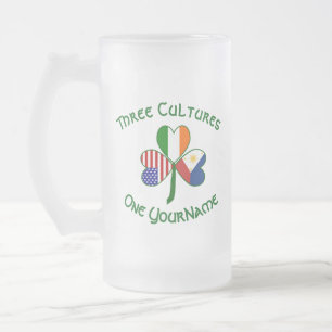Taza De Cristal Esmerilado Bandera de trébol personalizada filipina irlandesa