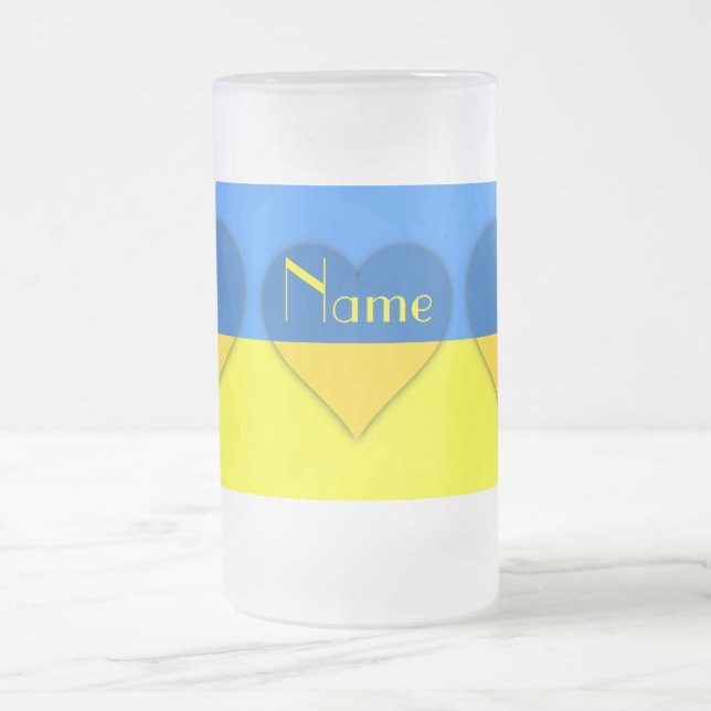 Taza De Cristal Esmerilado Bandera de Ucrania azul Thunder_Cove (Centro)