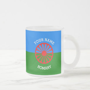 Taza De Cristal Esmerilado Bandera de viajeros gitanos oficiales y oficiales