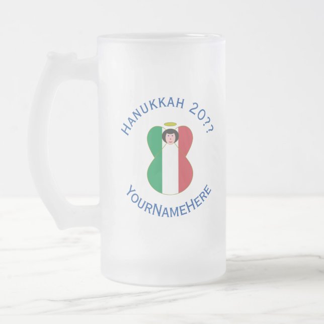 Taza De Cristal Esmerilado Bandera del Ángel Italiano para Hanukkah (Izquierda)