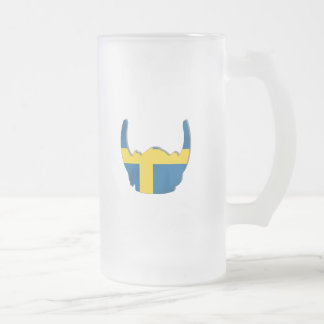 Taza De Cristal Esmerilado Bandera del casco de Viking del sueco de Suecia
