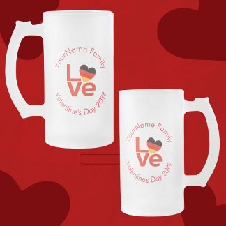 Taza De Cristal Esmerilado Bandera del Corazón Alemán Deutsch Red LOVE