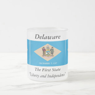 Taza De Cristal Esmerilado Bandera del estado de Delaware