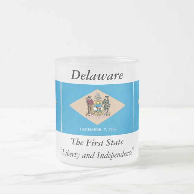 Taza De Cristal Esmerilado Bandera del estado de Delaware (Centro)
