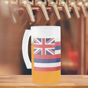Taza De Cristal Esmerilado Bandera del Estado de Hawái
