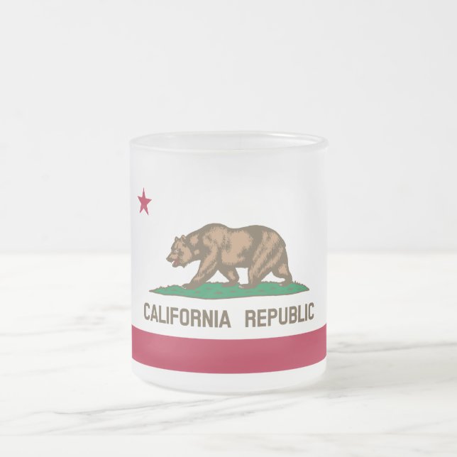 Taza De Cristal Esmerilado Bandera del oso de la República de California: Est (Centro)