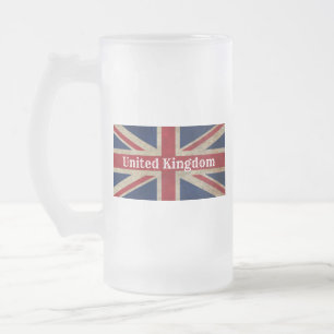 Taza De Cristal Esmerilado Bandera del Reino Unido con problemas