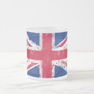 Taza De Cristal Esmerilado Bandera del Reino Unido o la bandera de la Unión