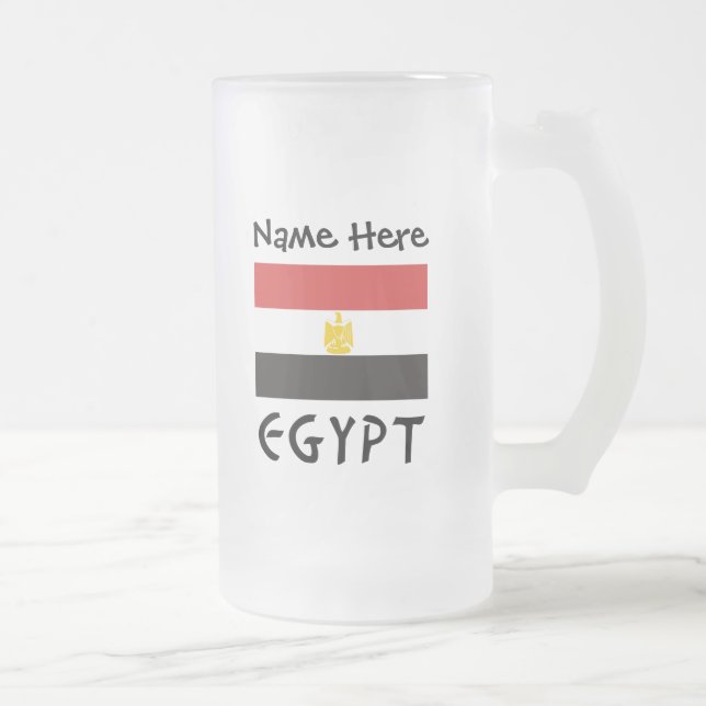 Taza De Cristal Esmerilado Bandera egipcia personalizada (Derecha)