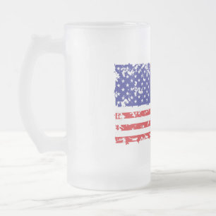 Taza De Cristal Esmerilado Bandera en peligro de Estados Unidos