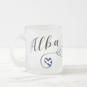 Taza De Cristal Esmerilado Bandera escocesa en el corazón, Alba, gaélico esco