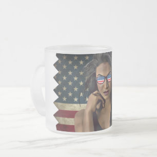 Taza De Cristal Esmerilado Bandera estadounidense con problemas