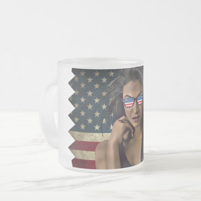 Taza De Cristal Esmerilado Bandera estadounidense con problemas (Anverso izquierdo)