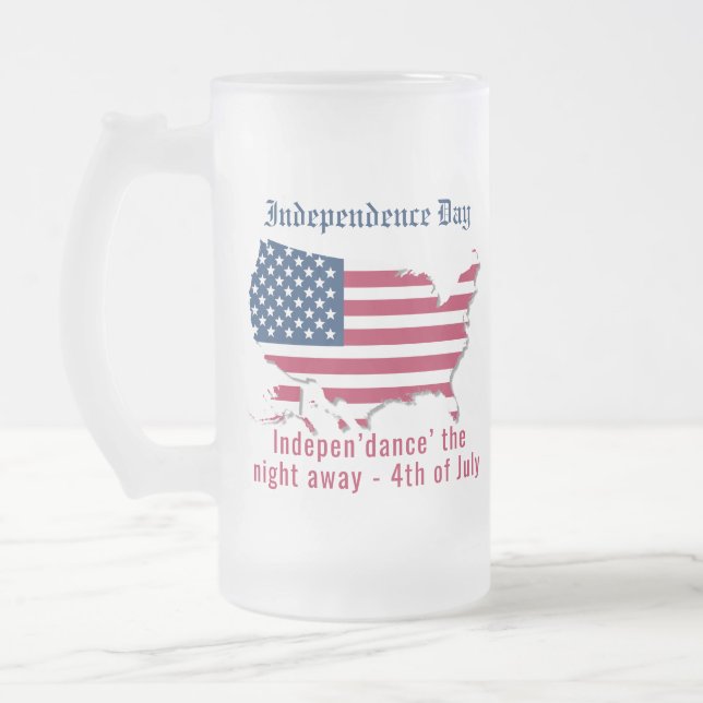 Taza De Cristal Esmerilado Bandera estadounidense personalizada, Día de la In (Izquierda)