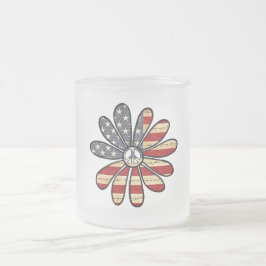 Taza De Cristal Esmerilado Bandera estadounidense por la paz del poder de las