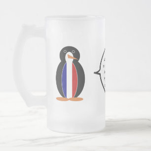 Taza De Cristal Esmerilado Bandera francesa habla de la señora Penguin person