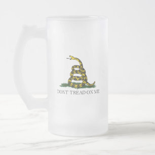 Taza De Cristal Esmerilado Bandera Gadsden No Pises Libertario Amarillo