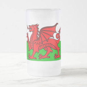 Taza De Cristal Esmerilado Bandera galesa