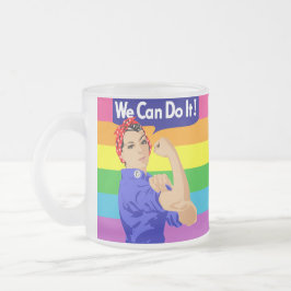 TAZA DE CRISTAL ESMERILADO BANDERA GAY Y ROSIE DE RIVETER