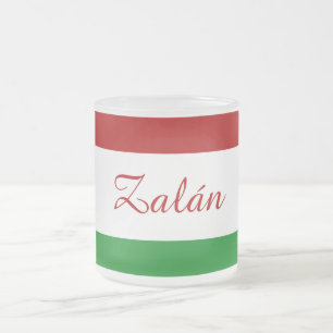 Taza De Cristal Esmerilado Bandera húngara personalizada