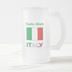 Taza De Cristal Esmerilado Bandera italiana Italia Verde Personalización 