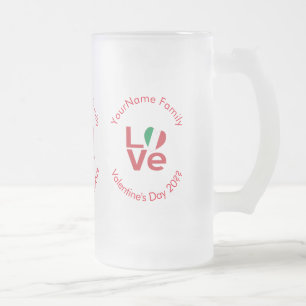 Taza De Cristal Esmerilado Bandera italiana roja amor personalizado
