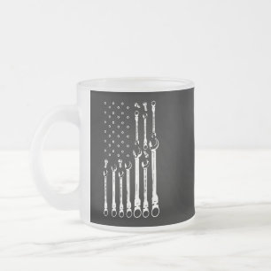 Taza De Cristal Esmerilado Bandera Mecánica Mecánica Americana Bandera Patrió