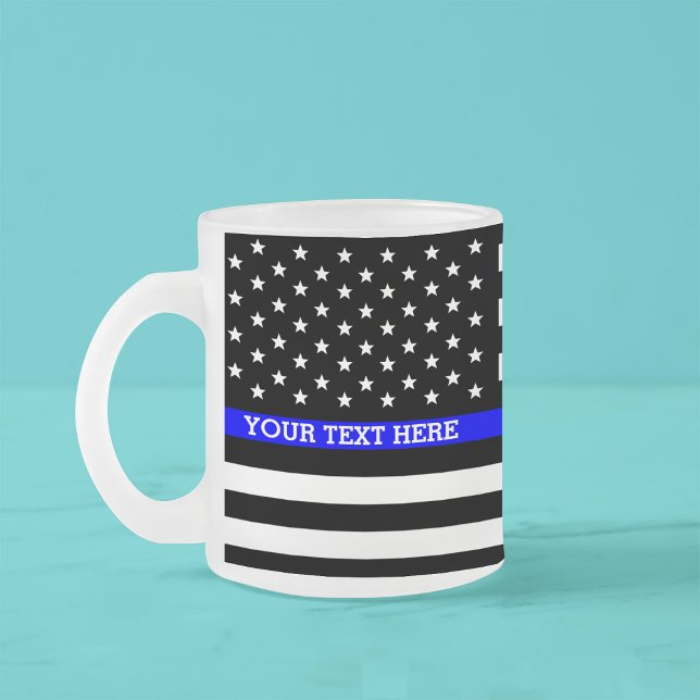 Taza De Cristal Esmerilado Bandera norteamericana delgada de la línea azul pe (Subido por el creador)
