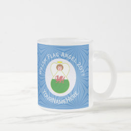 Taza De Cristal Esmerilado Bandera personalizada de Hanukkah del ángel galés 
