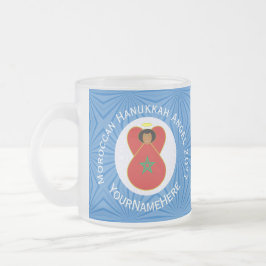 Taza De Cristal Esmerilado Bandera personalizada del ángel marroquí de Hanukk