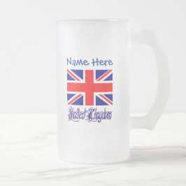 Taza De Cristal Esmerilado Bandera personalizada del Reino Unido Patrimonio