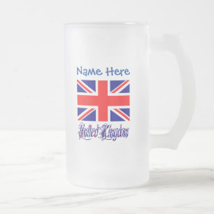 Taza De Cristal Esmerilado Bandera personalizada del Reino Unido Patrimonio
