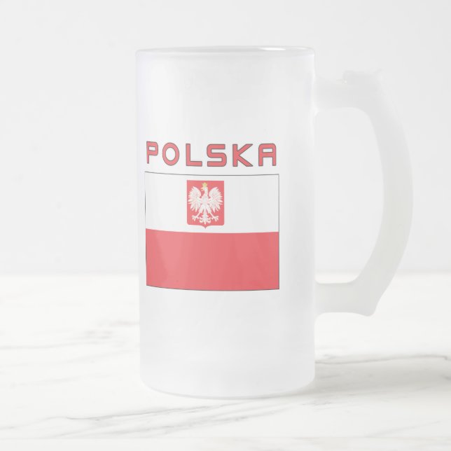Taza De Cristal Esmerilado Bandera polaca del halcón con Polska (Derecha)