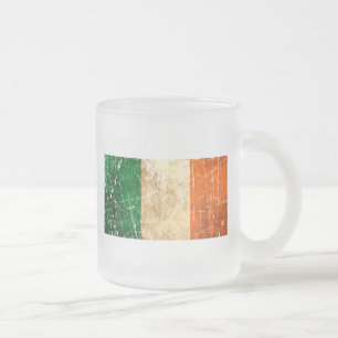 Taza De Cristal Esmerilado Bandera rasguñada y llevada del irlandés del