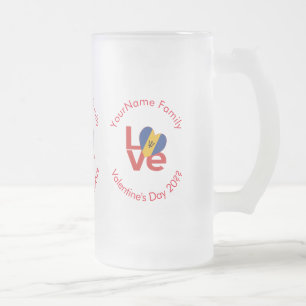 Taza De Cristal Esmerilado Bandera Roja Barbadense de AMOR Personalizada