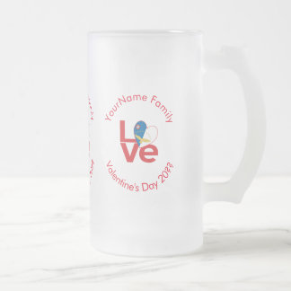 Taza De Cristal Esmerilado Bandera ROJA del amor de las Azores Personalizada 