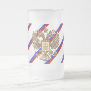 Taza De Cristal Esmerilado Bandera rusa de las rayas