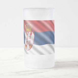 Taza De Cristal Esmerilado Bandera servia