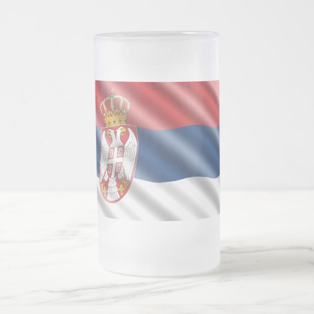 Taza De Cristal Esmerilado Bandera servia (Centro)