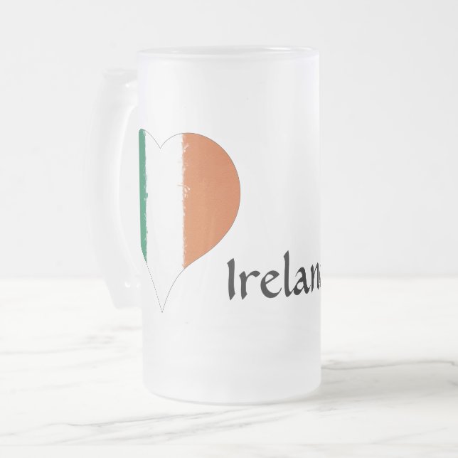 Taza De Cristal Esmerilado Bandera tricolor irlandesa (Anverso izquierdo)