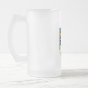 Taza De Cristal Esmerilado Bandera vintage de 'Merica de Golden Retriever