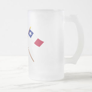 Taza De Cristal Esmerilado Banderas cruzadas de Tejas y de Dodson