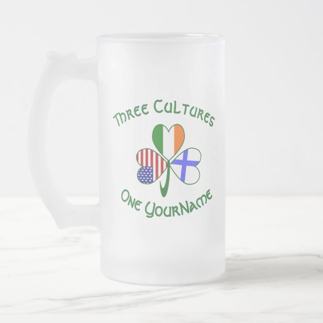 Taza De Cristal Esmerilado Banderas irlandesas norteamericanas de finlandés S (Izquierda)