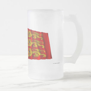 Taza De Cristal Esmerilado Banderas que agitan de Francia y de